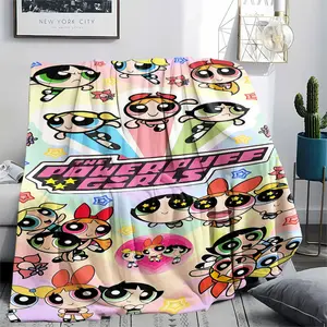 The Powerpuff Girls (1)Soft and Comfortable Flannel Blanket with Cartoon Design, Machine Washable Seasonal Throw for Home Living Room Napping Camping, Air Conditioner Blanket, Teen Room Holiday Decoration