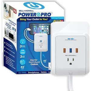 Power Pro – 3-Outlet Wall Outlet Surge Protector with 3 USB Ports & Extension Cord Power Pro – 3-Outlet Wall Outlet Surge Protector with 3 USB Ports & Extension Cord