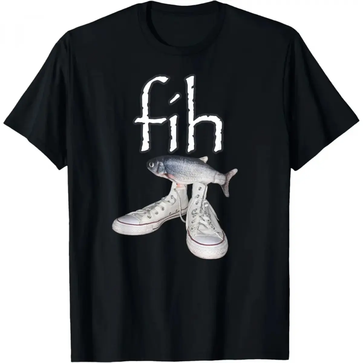 Funny Fish Meme Graphic T-Shirt, Fih Misspelled Humor Tee, Cute Animal Print Casual Short Sleeve Shirt for Men Women
