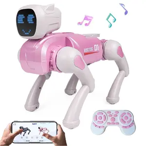Robot Dog, Realistic Robot Puppy, 2.4G Simulation Intelligent Mechanical Dog Voice Dialogue Cute Expression Lamp Mobile Phone APP Remote Control Programming Toys Gifts