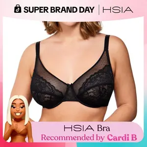 HSIA Enchante Floral Lace Unlined Comfort Unpadded Full Coverage Plus Size Underwire Bra