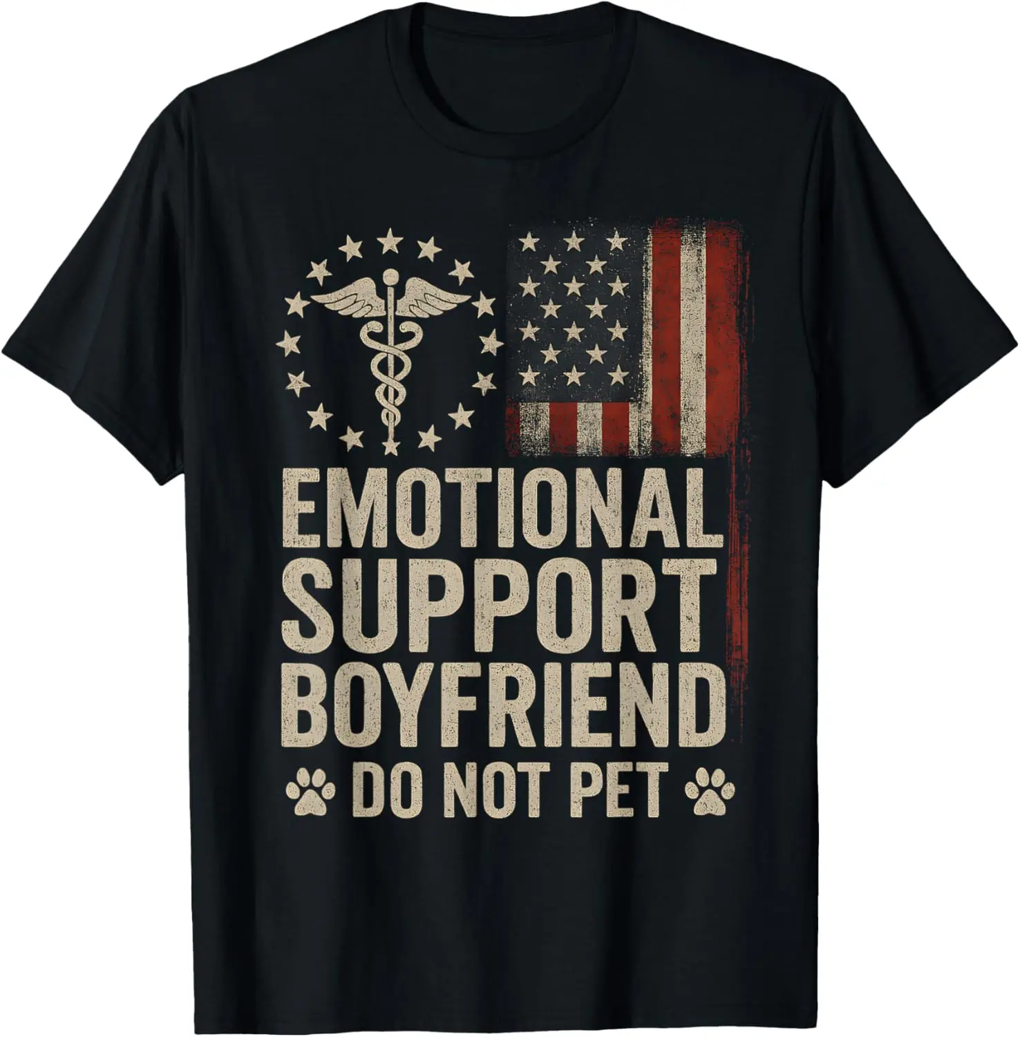 Women's 100% Cotton Short-Sleeve Tops - Emotional Support Boyfriend "Do Not Pet" Funny Style, Round Neck, Everyday Casual T-Shirt