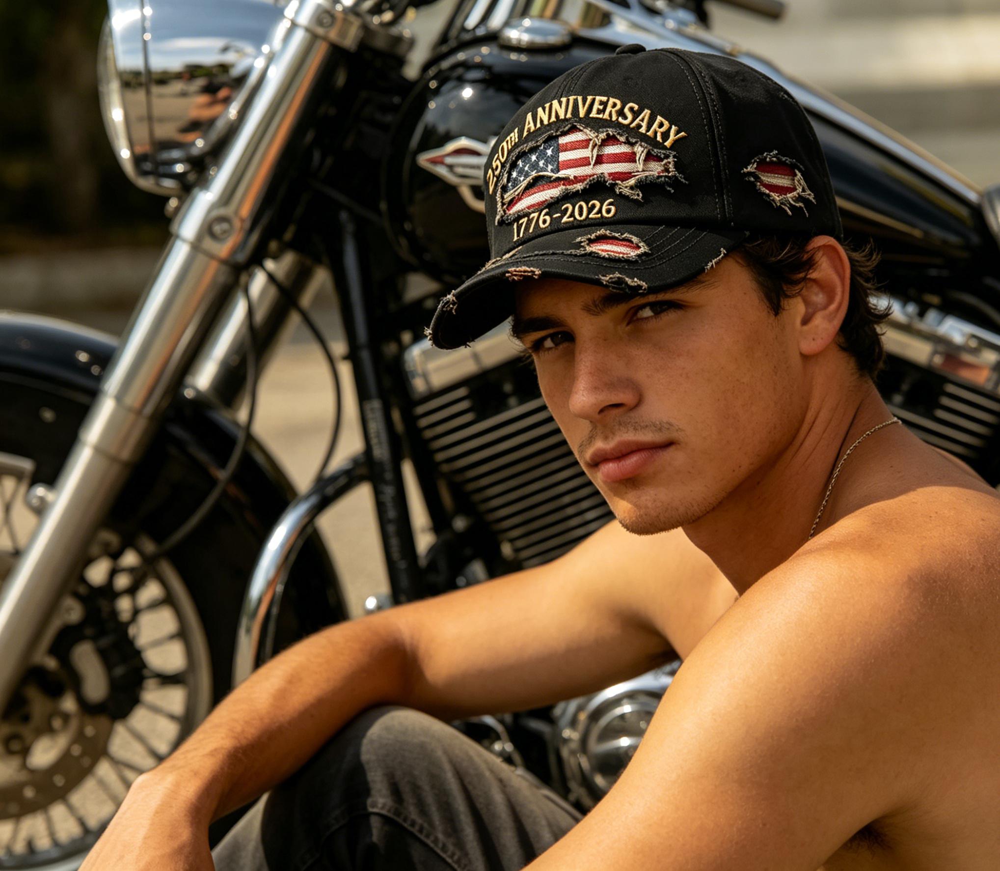 250th Anniversary Baseball Cap, USA 1776-2026, Patriotic Fashion Casual Style, Pairs well with ripped jeans and embroidered map of the United States.