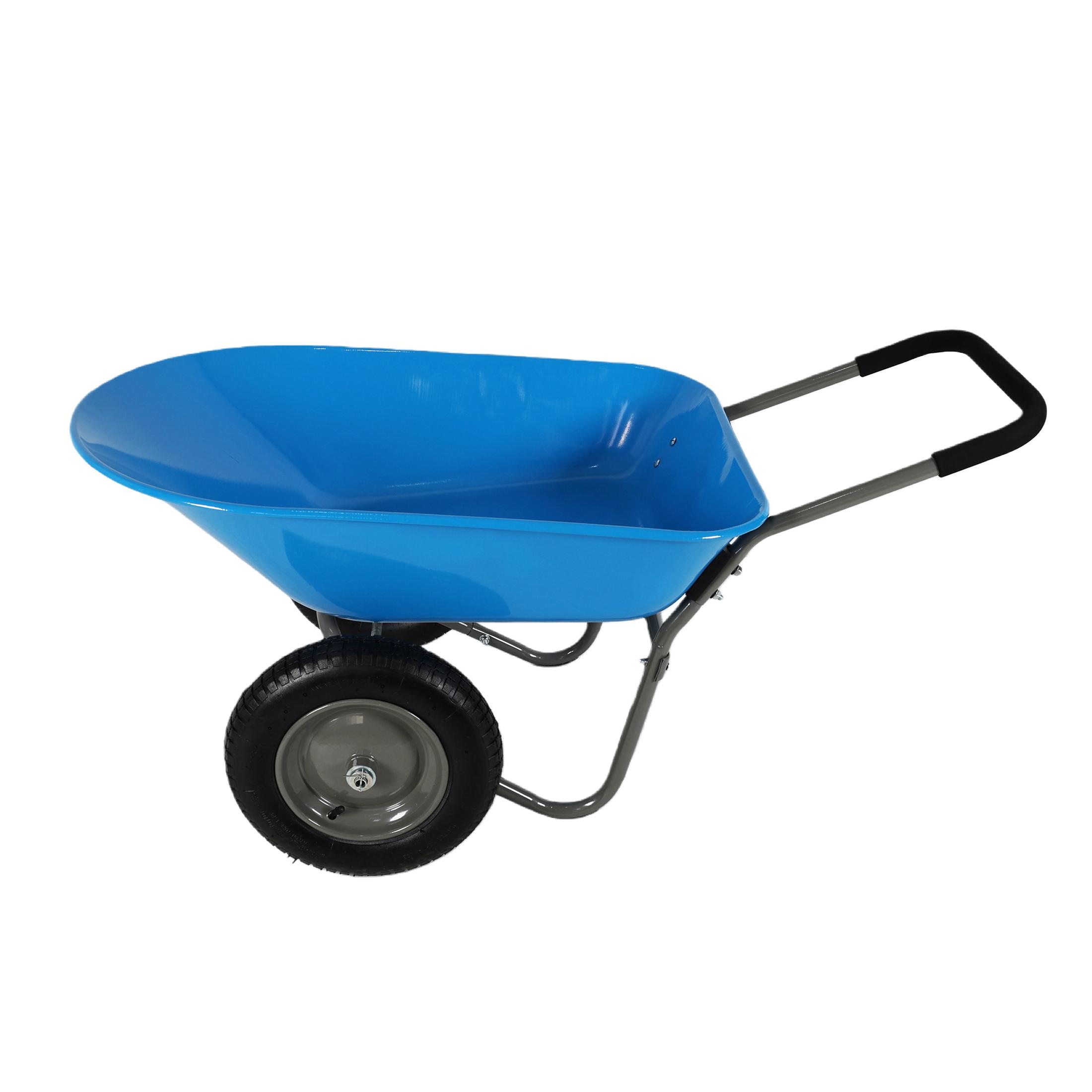 Steel TRAY wheel barrow Two wheeled trolley for green garden 15 inch pneumatic wheel