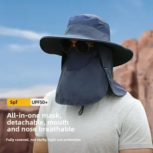 Sun protection hat - Men's fishing hat - Summer fisherman hat - Outdoor climbing hat - Sun hat to block UV rays - Sunshade hat - Full face cover - Quick-drying and foldable sun hat