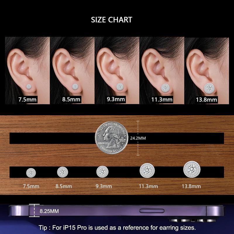 Delzzad 18k Gold-Plated Double Halo Ice Lab-Created Moissanite Stud Earrings Moissanite Jewelry Perfect Birthday Mother’s Day Christmas Gift for Men Women