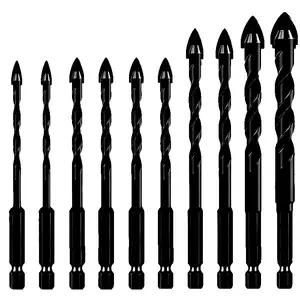 Drill Bit Set, Triangle & Cross Four-edge Drill Heads, Ultimate Drilling Kit for Ceramic, Glass, Concrete, Tile, Ceramic Drill Bits, Tool Accessories