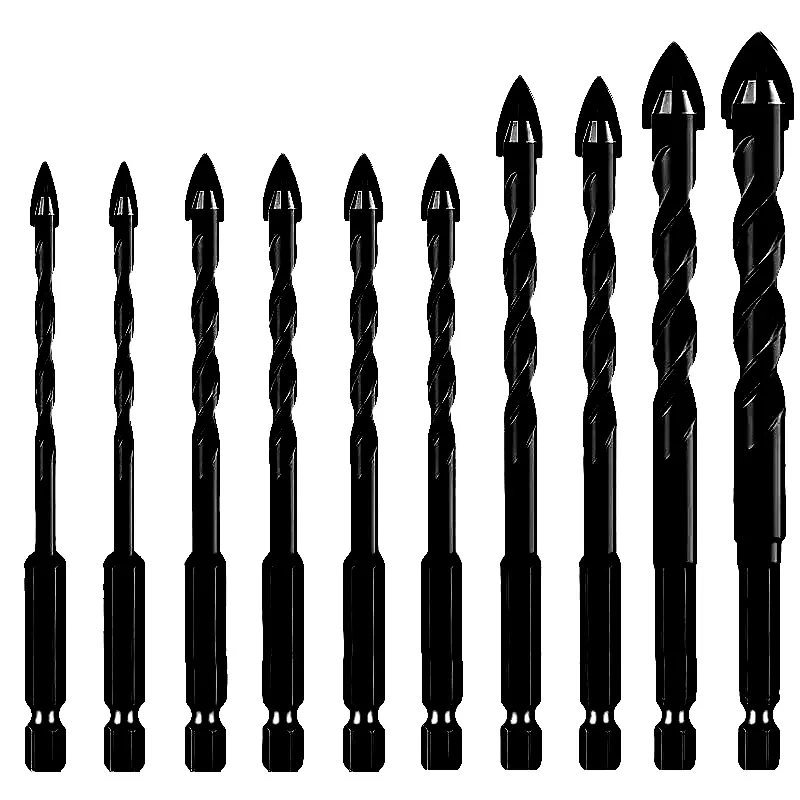 Drill Bit Set, Step Drill Bit, Triangle & Cross Four-edge Drill Heads, Ultimate Drilling Kit for Ceramic, Glass, Concrete, Tile, Metal Drill Bits, Ceramic Drill Bits, Tool Accessories