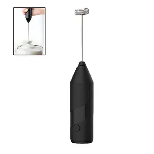 Coffee Mixer，Drink Mixer，Milk Frother Handheld with Cover， For Coffee, Latte, Cappuccino, Frappe Drink, Hot Chocolate, Black，Electric Stirrer for Household Use