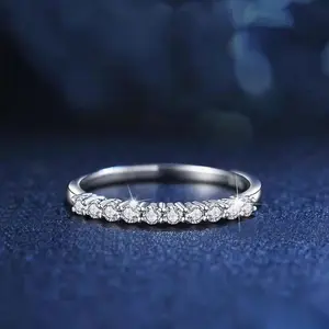 Lab-Created Two-Tone Moissanite Stackable Ring Hypoallergenic S925 Sterling Silver Band Designed for Women | Perfect for Weddings, Engagements, Birthdays, Anniversaries, Parties, and Special Occasions Versatile for Daily Wear | Sparkling Iced Jewelry