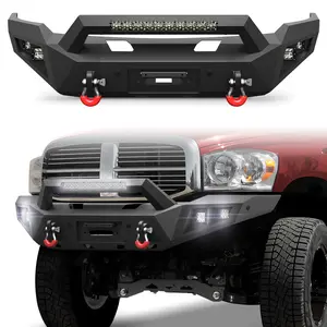 longsun Front Bumper for 2006-2008 Ram 1500 (Excluding Super-Long Cargo Box Version) - Carbon Steel, LED Lights, D-Ring, License Plate Bracket, Easy Install Automotive Vehicle Car Accessories, Auto Replacement Body Frame Part tiktokshopspringglowup, Acces