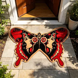 Gothic Floral Butterfly Rug, Decorative Area Rug, Retro Style, Soft, Foldable, Artistic Atmosphere, Home Decor for Living Room, Bedroom, Office