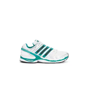 adidas Originals x Sporty & Rich Adistar Control 5 Sneaker in Footwear White, Carbon, & Pure Teal Unisex