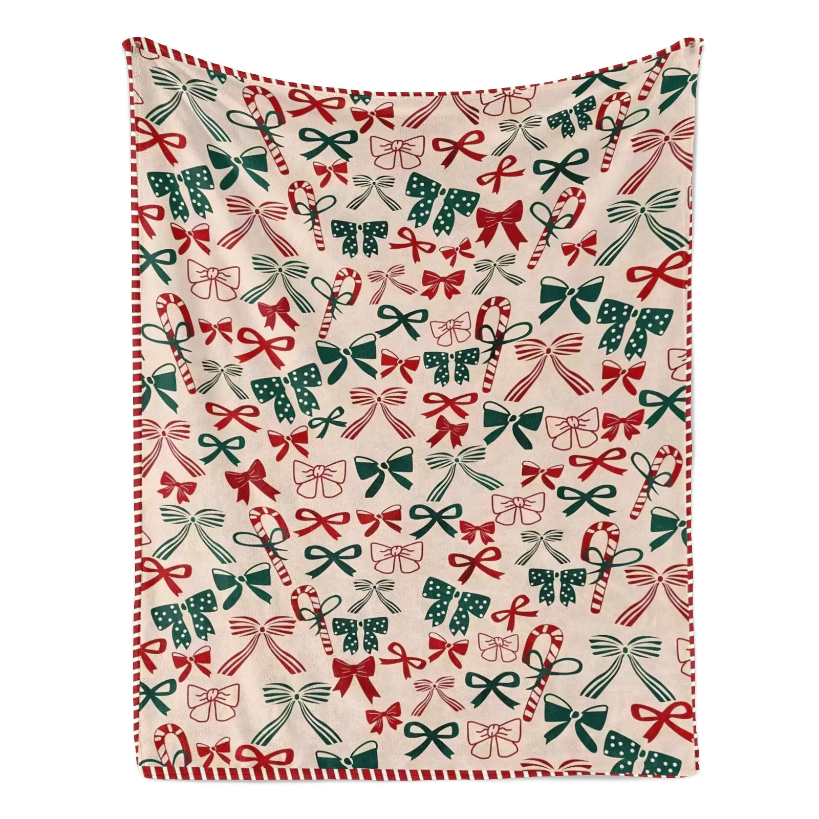 Christmas Single-Sided Printed Throw 60x80 50x60 50x40 30x40 Holiday Border Print Christmas Winter Decorative Blanket for Sofa Bed, Festive Warm Cozy Gift