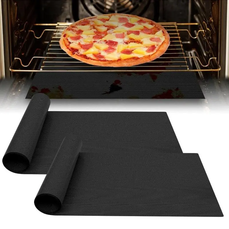 Double-layer Large Black Oven Mat, Bakeware, Baking Accessories, Thickened Non-stick Material, High Temperature Resistant, Reusable, Easy to Clean, and Cut to Size, Suitable for Ovens, Grill Racks, and Baking Trays, Dishwasher Safe