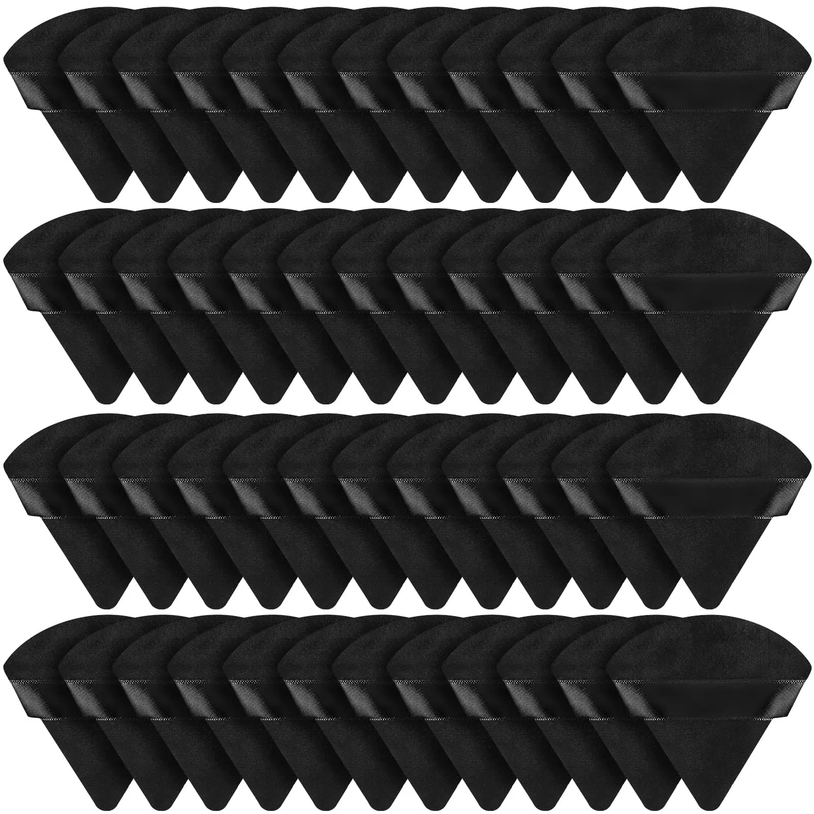 48/18/6 Pcs Velour Triangle Powder Puff Soft Velour Makeup Puff for Face Powder Makeup Triangle Sponges for Wet and Dry Cosmetic Foundation Loose Mineral Body Tool(Black)