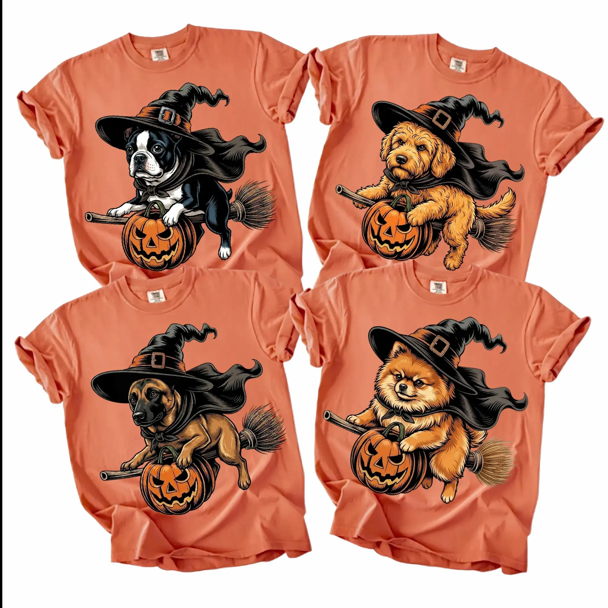 Custom Dog Comfort Colors 50+| Funny Halloween Themed Shirt for Dog Lover | Breed Specific Witch Costume Dog Print Tee Cute Halloween Style | Halloween Gift for Dog Lovers