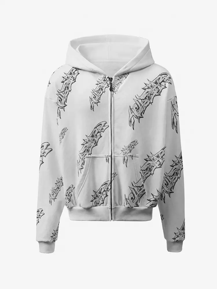 HELLSTAR graffiti-print zip-up hoodie