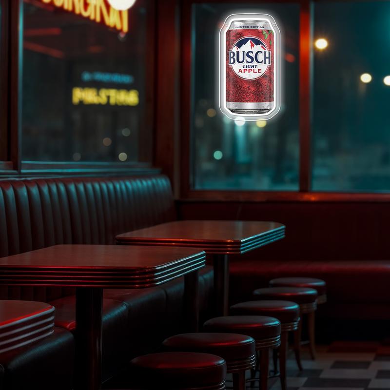 Beer Can Neon Light with Printed Apple Pattern, Wall Hanging, Neon Sign, Dimmable Glow Bar Art Neon Light, USB Powered, Suitable for Kitchen, Restaurant, Club, Man Cave, Beer Party