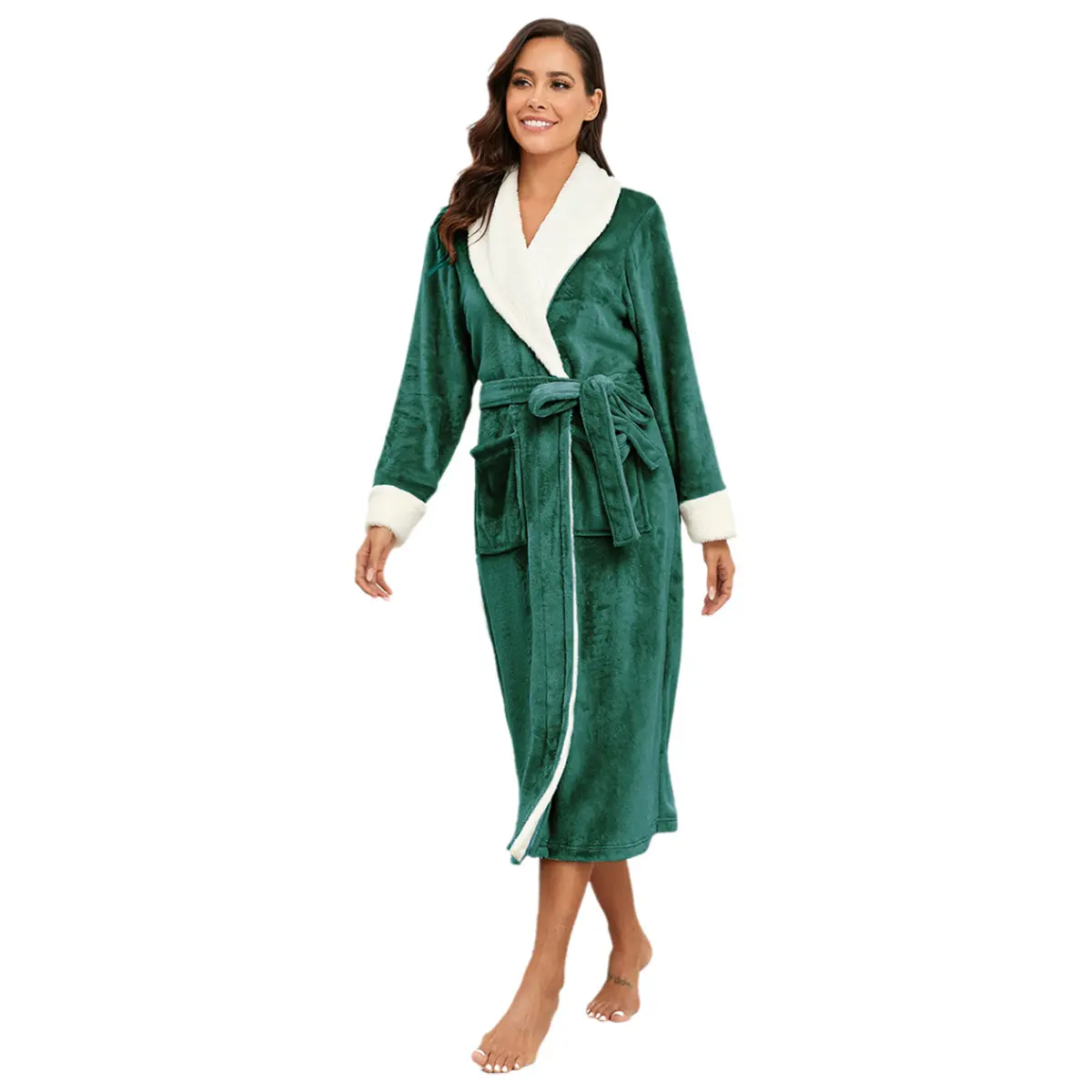 The color of the collar robe is green