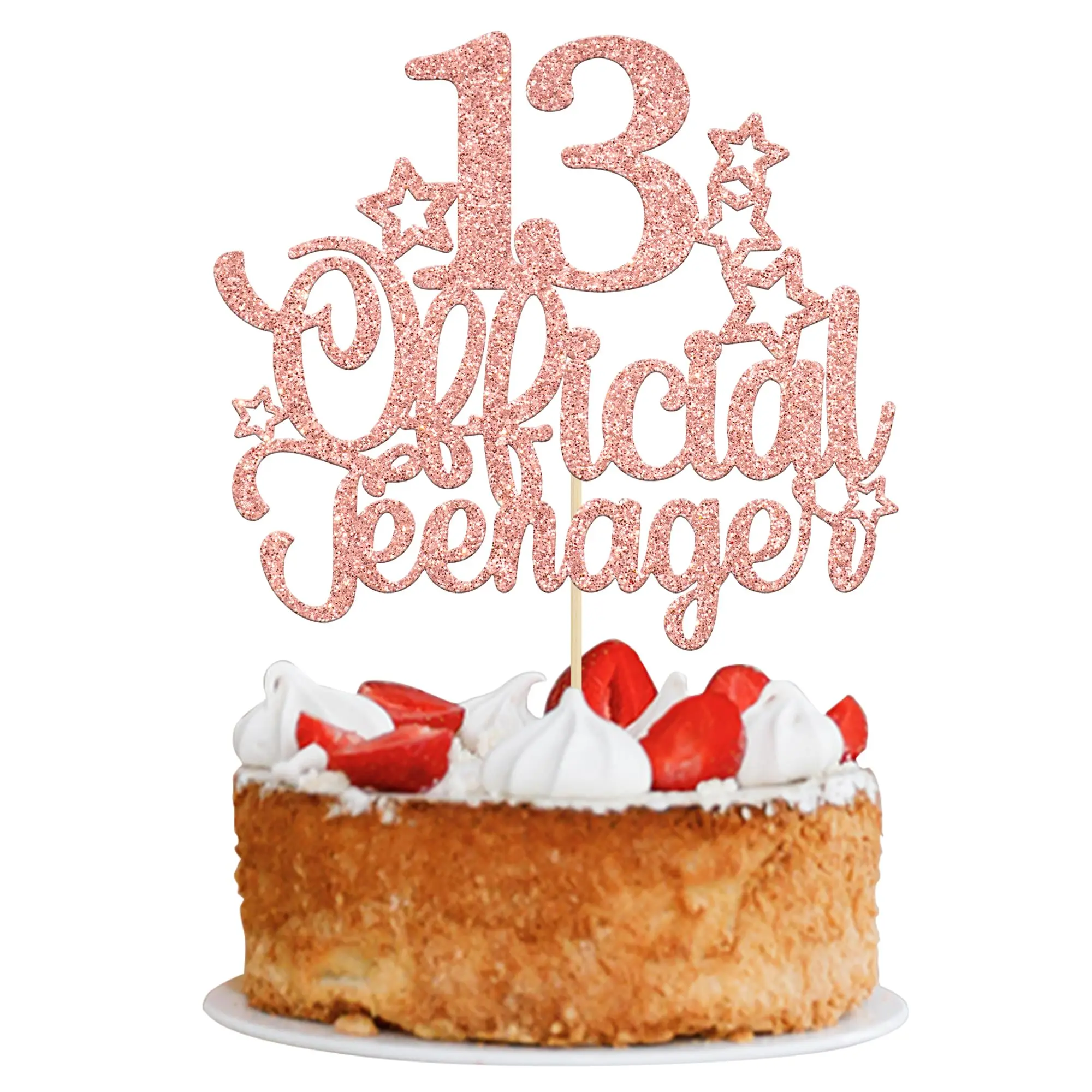 1 Pack 13 Official Teenager Cake Topper Glitter Number 13th Birthday Pick Decorations For Teen Party Supplies Rose