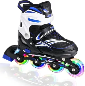 4 Size Adjtable Inline Skate for Kids,Children's Inline Skates with Light Up Wheel,Outdoor Illuminating Roller Skates for Girls,Boys and Beginners
