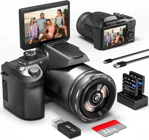 48MP Digital Camera, Suitable For Photography Beginners, Vlog Bloggers, Travel Selfies And Daily Creative Scenarios, Featuring Automatic Focusing Function, Capable Of Recording 4k Videos, Equipped With 12X Stabilization Function SD Card,