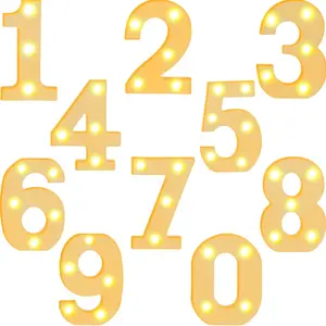 10 Pieces Decorative LED Light up Number Letters White Marquee Number Light up Sign for Night Wedding Birthday Christmas Home Bar Decoration