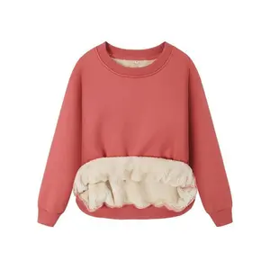 Women's Solid Drop Shoulder Fuzzy Sweatshirt, Casual Long Sleeve Round Neck Pullover, Women's Warm Fall & Winter Clothes for Daily WearGift