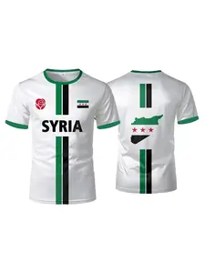 Syrian flag pattern men's T-shirt, 3D printed, free Syrian national emblem T-shirt, street style short-sleeve casual women's T-shirt