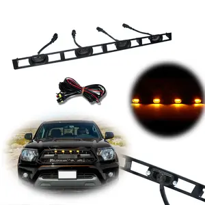Brand new and quality For 2012 2013 204 2015 Toyota Tacoma Smoke Front Hood Grille Amber LED lamps Light w/Wire Harness