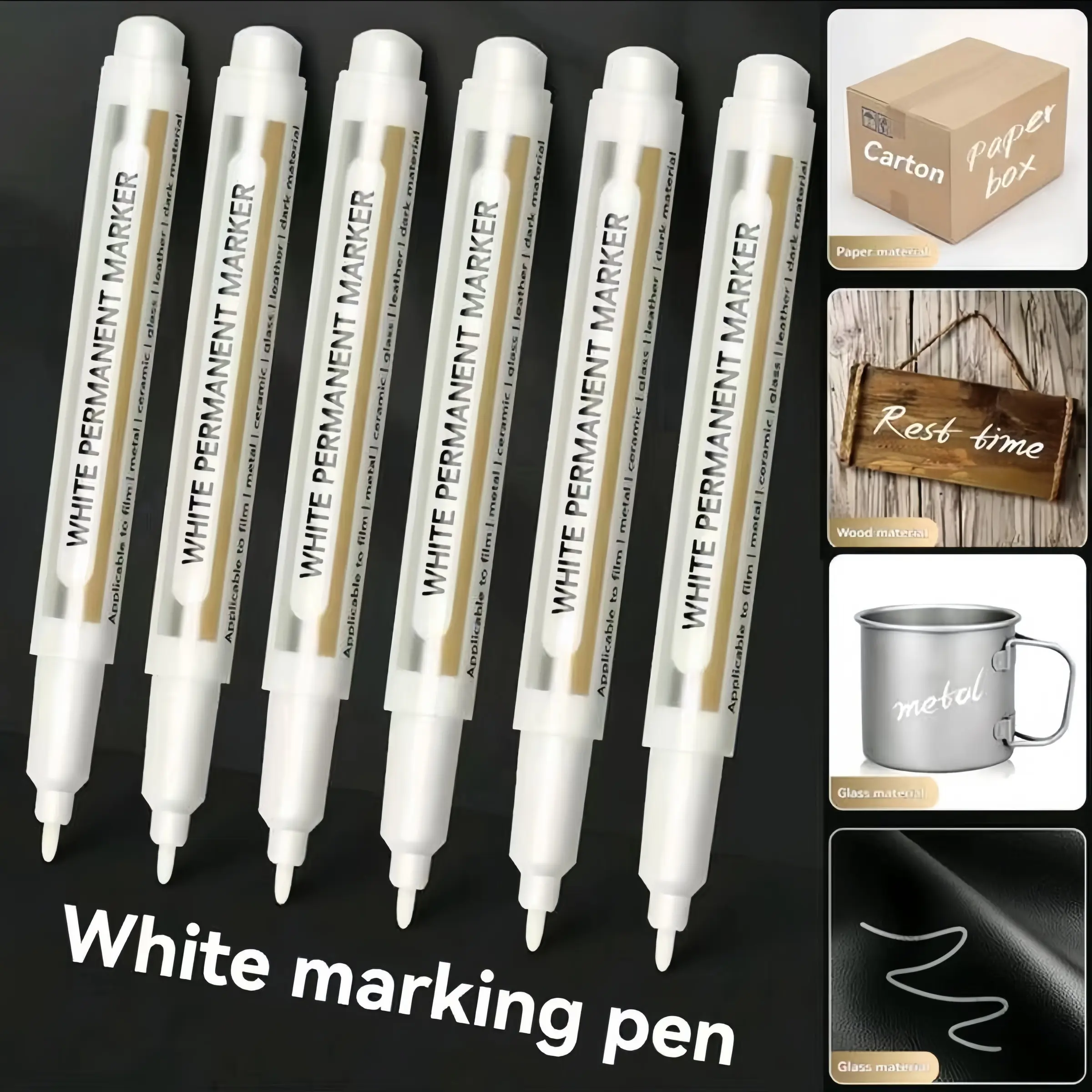 White Acrylic Paint Pens,White Markers Paint Permanent Marker Pens, Fine Tip 1-2mm Versatile Waterproof Paint Pen for Fabric Rock Painting Tyre Art Paper Glass for Drawing,Coloring,Graffiti,DIY Crafts
