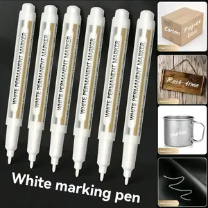 White Acrylic Paint Pens,White Markers Paint Permanent Marker Pens, Fine Tip 1-2mm Waterproof Paint Pen for Fabric Rock Painting Tyre Art Paper Glass for Drawing,Coloring,Graffiti,DIY Crafts