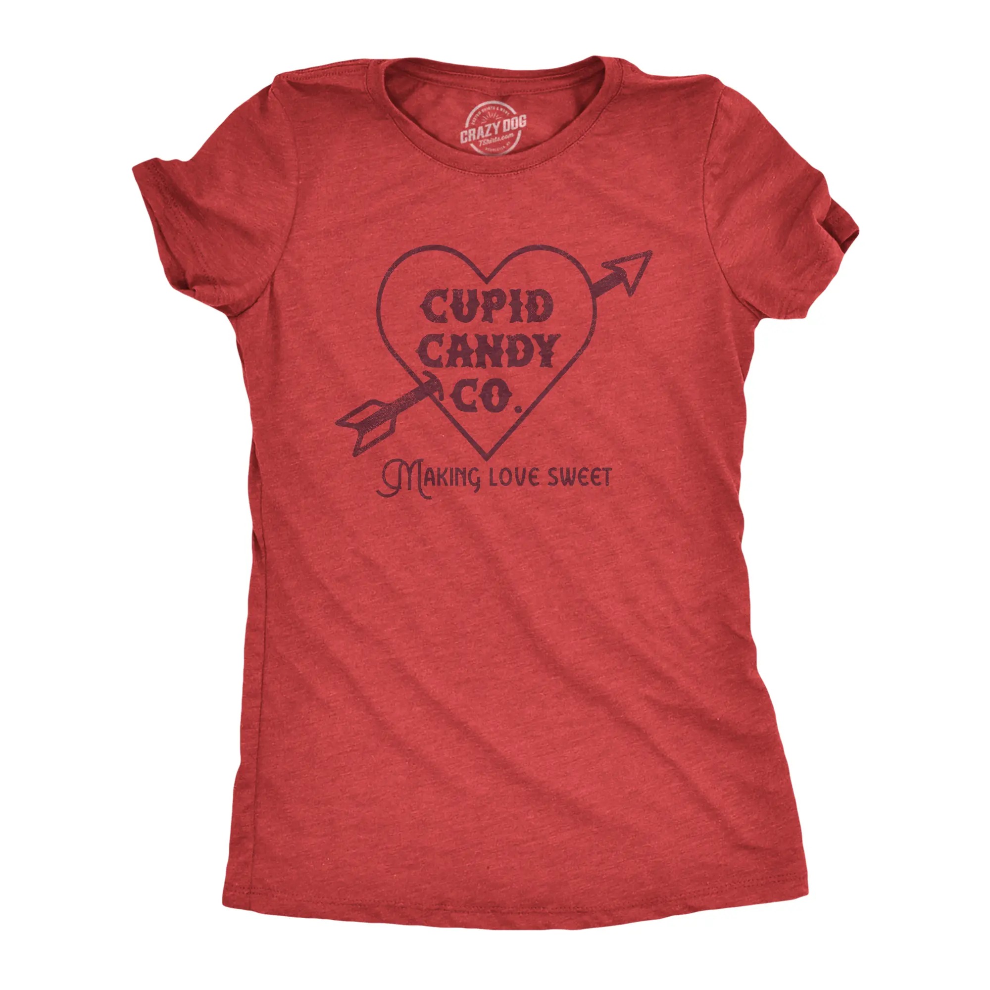 Womens Cupid Candy Co T Shirt Funny Valentines Day T shirts for Women Funny Womens T Shirts Cute Vintage Fashion Casual Ladies T-Shirt Gift Love Tops for Women Women's Novelty Tees Red -