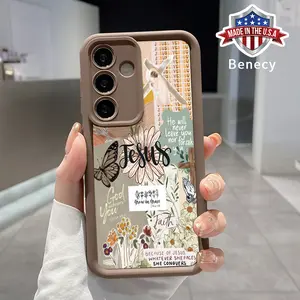 Jesus Aesthetic Design Pattern TPU Phone Case Compatible with Galaxy S23 Ultra S24 Plus S25 S22+ Shockproof Drop Protection Rugged Durable Silicone Cover Cellphone Protective Casing