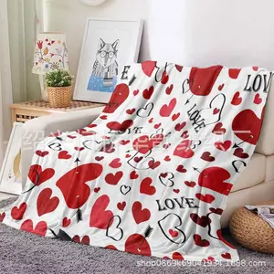 Wholesale Cross - Border Amazon FBA Flannel Blankets!Adorned with sweet Valentine's Day heart prints via digital printing on double - sided flannel.Soft and warm, great for adding a romantic touch to any space.Ideal for reselling.Perfect for staying c