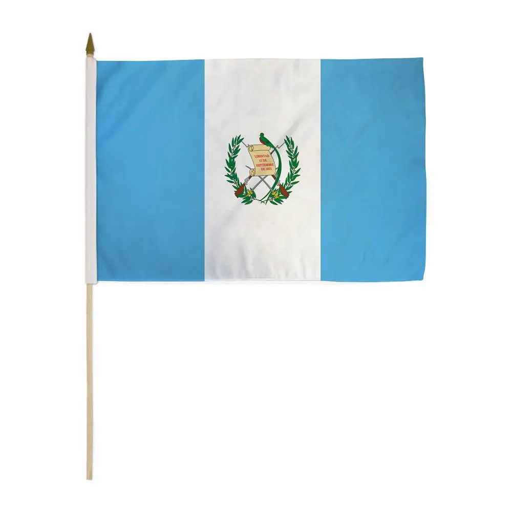 12x18in Guatemala Synthetic Polyester Stick Flag - Wooden Stick, Bright Print, Home & Festive Party Supplies Decoration for Parades, Banner Backdrop, 12X18 Inch