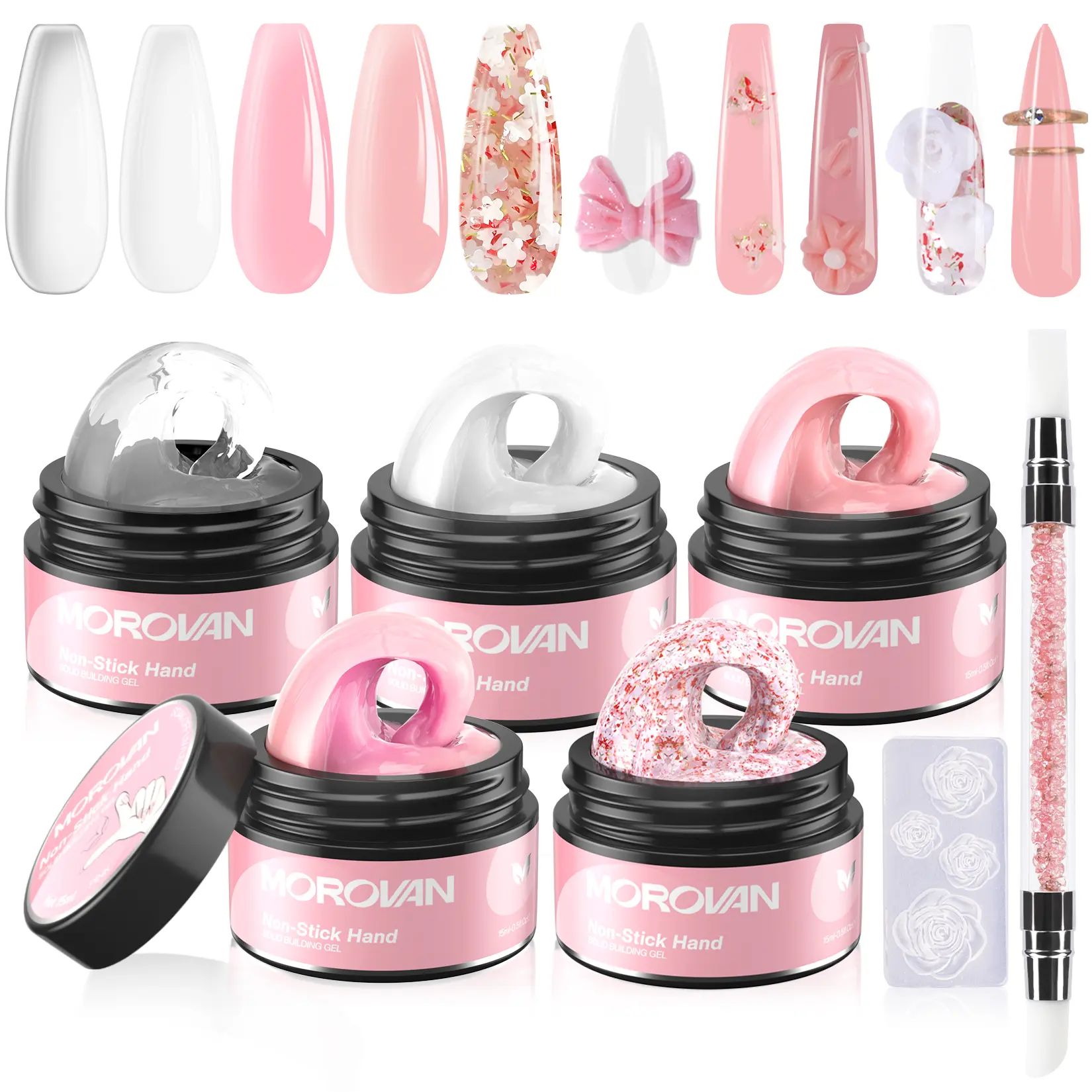 Morovan Solid Builder Gel for Nails: Hard Gel for Nails Non-sticky Solid Nail Gel for Nails Extension Long Lasting Solid Gel for Carving Solid Building Gel DIY at Home