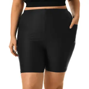 Size Women's Swim Shorts with Pockets High Waisted Board Shorts Tummy Control Swimsuit Bottoms