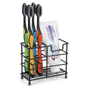 Toothbrush Holder for Bathrooms, Stainless Steel Bathroom Black Toothbrush and Toothpaste Holder