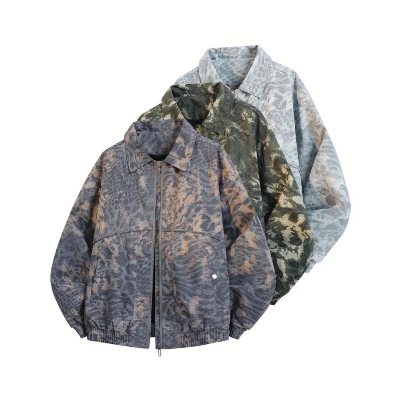 Men's and Women's Camouflage Jackets - Softshell Full Zip Outdoor Jacket with Collar, Green/Brown/Beige Camouflage Pattern, Machine Washable Winter and Fall Jacket for Hunting, Casual Style (Regular Fit)