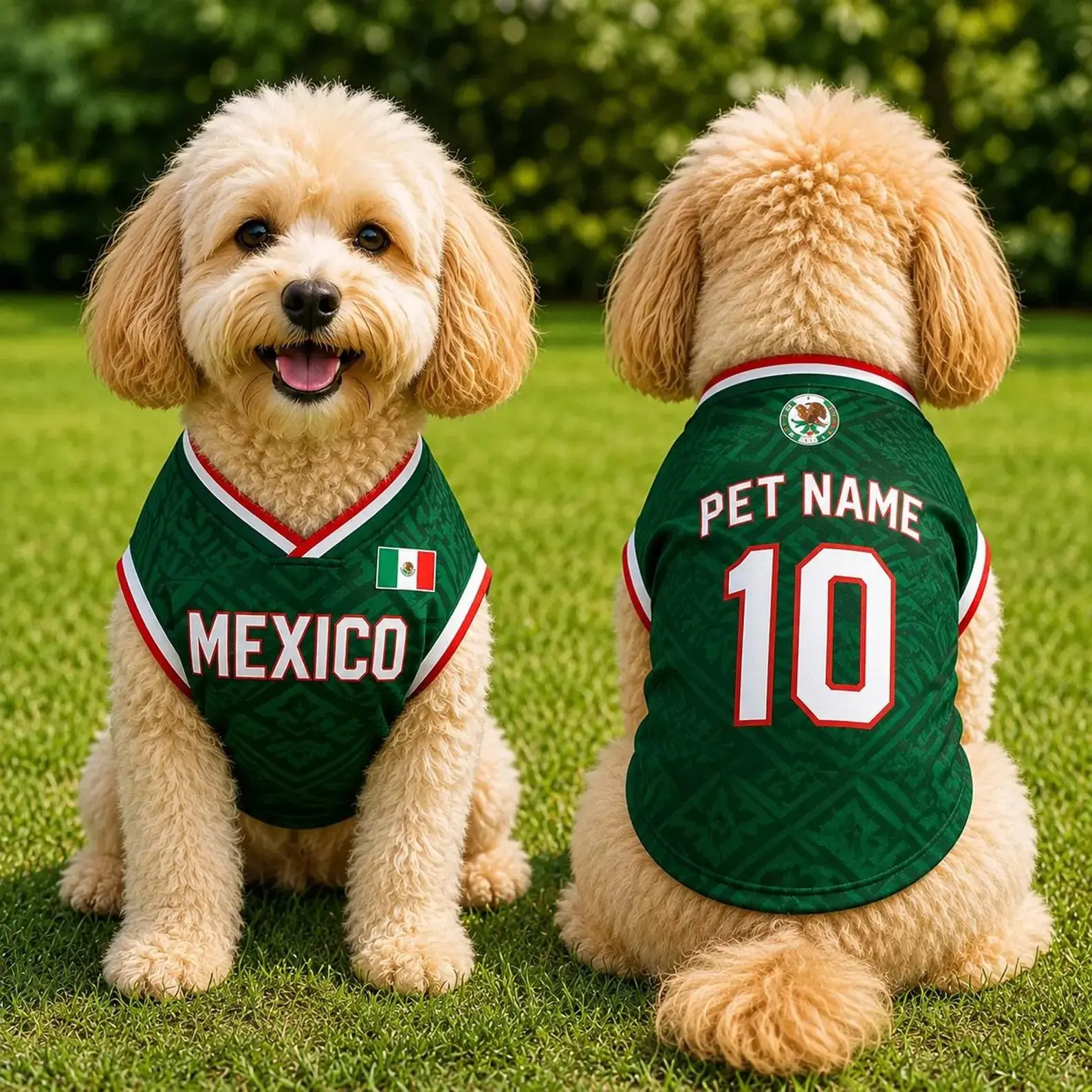 Personalized Me.xi.co Pet Soccer Jersey, Custom Dog Cat Football Shirt, Name Number Puppy Sportswear