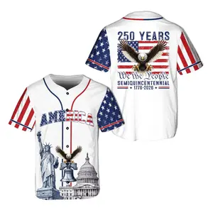 Bald Eagle 250 Years Of Freedom Baseball Jersey, America 250th Anniversary, USA Flag Jersey, 1776-2026 Celebration, 4th Of July Gift