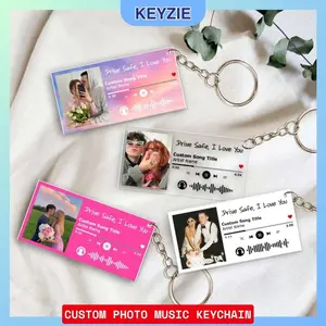 KEYZIE Personalized Song Photo Keychain – Custom Music Keychain for Couples, Drive Safe Gift, Valentine’s Day Gift for Him