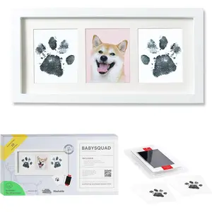 Paw Print Memorial Keepsake, 13.5 x 7 INCHES, No-Mess Ink Pad, Picture Frame with Pet Imprint Kit, Gift for Dogs and Cats