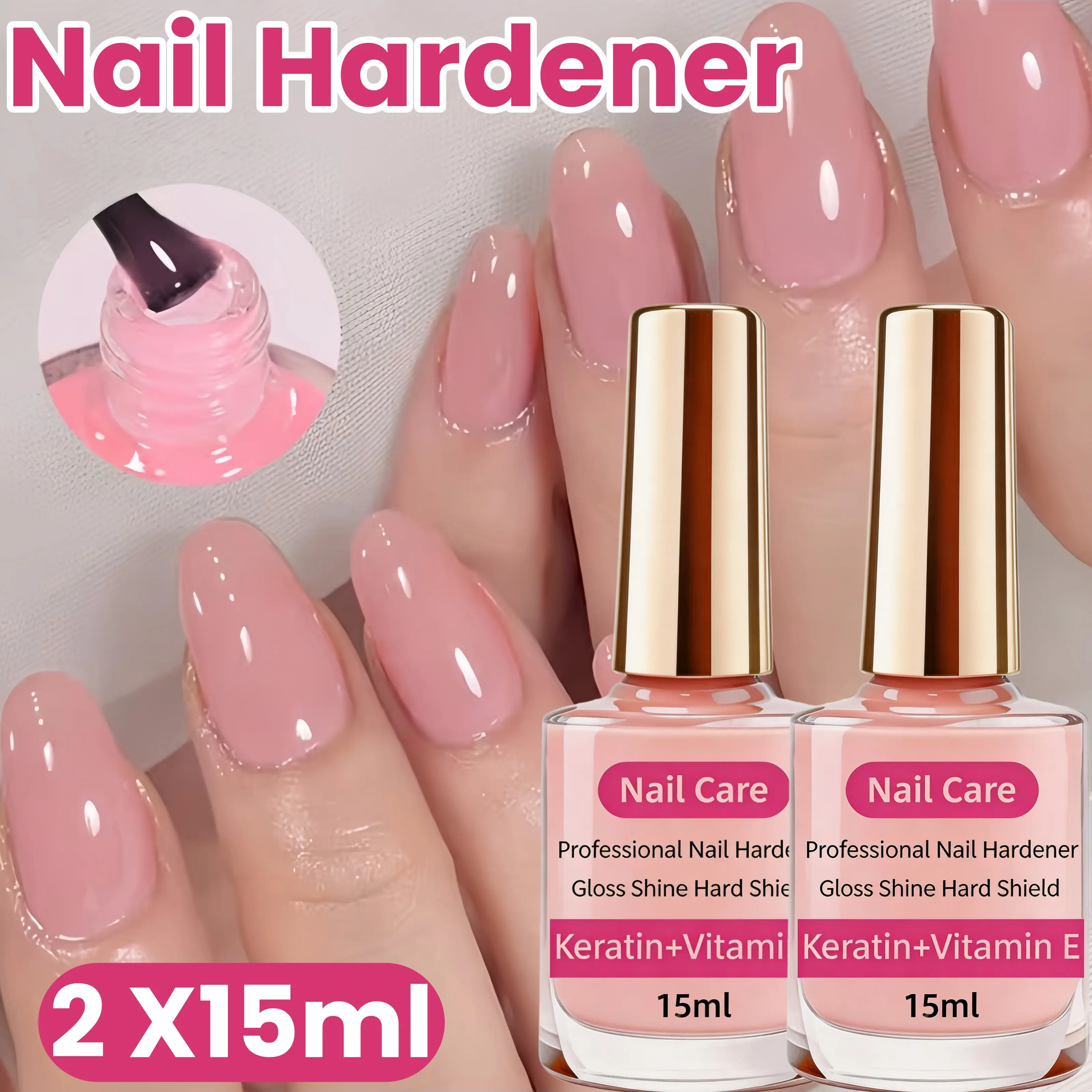 2PCS Nail Strengthener For Weak Splitting BreakFast Dry Keratin 3 Day Nail Care Nail Polish Care ProductsFor Weak Nails |4 In 1 Natural Nail Protein Hardener ldealFor Manicure & Nail Care, Smoothes Strengthens NailsAlcohol Free, Nail