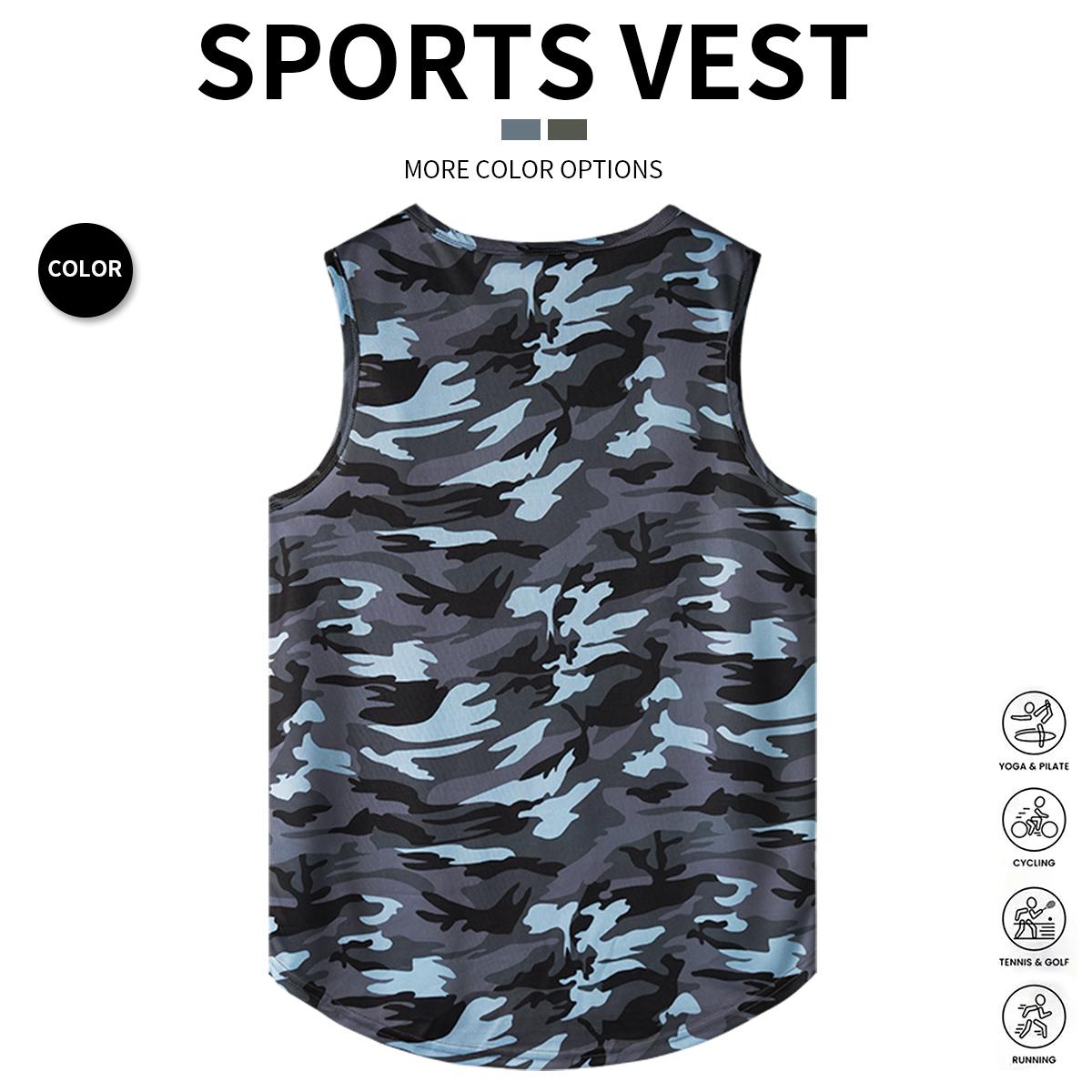 Men's Camouflage Sleeveless Tank Top Set - Breathable Crew Neck Casual Shirt, Camo Print, Machine Washable Durable Fabric for Outdoor & Beach Activities, Perfect Spring Break & Summer Vacation Apparel