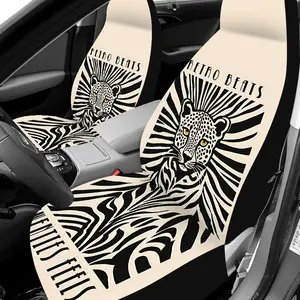 1 Set Leopard Zebra Stripe Retro Beats Car Seat Protector Universal All-Year, 2pcs/5pcs High-Back Animal Print Car Seat Covers, Universal Fit Seat Protector, Car Decor, Car Accessories Interior, Easy Care Machine Washable Polyester, Gift for Friends