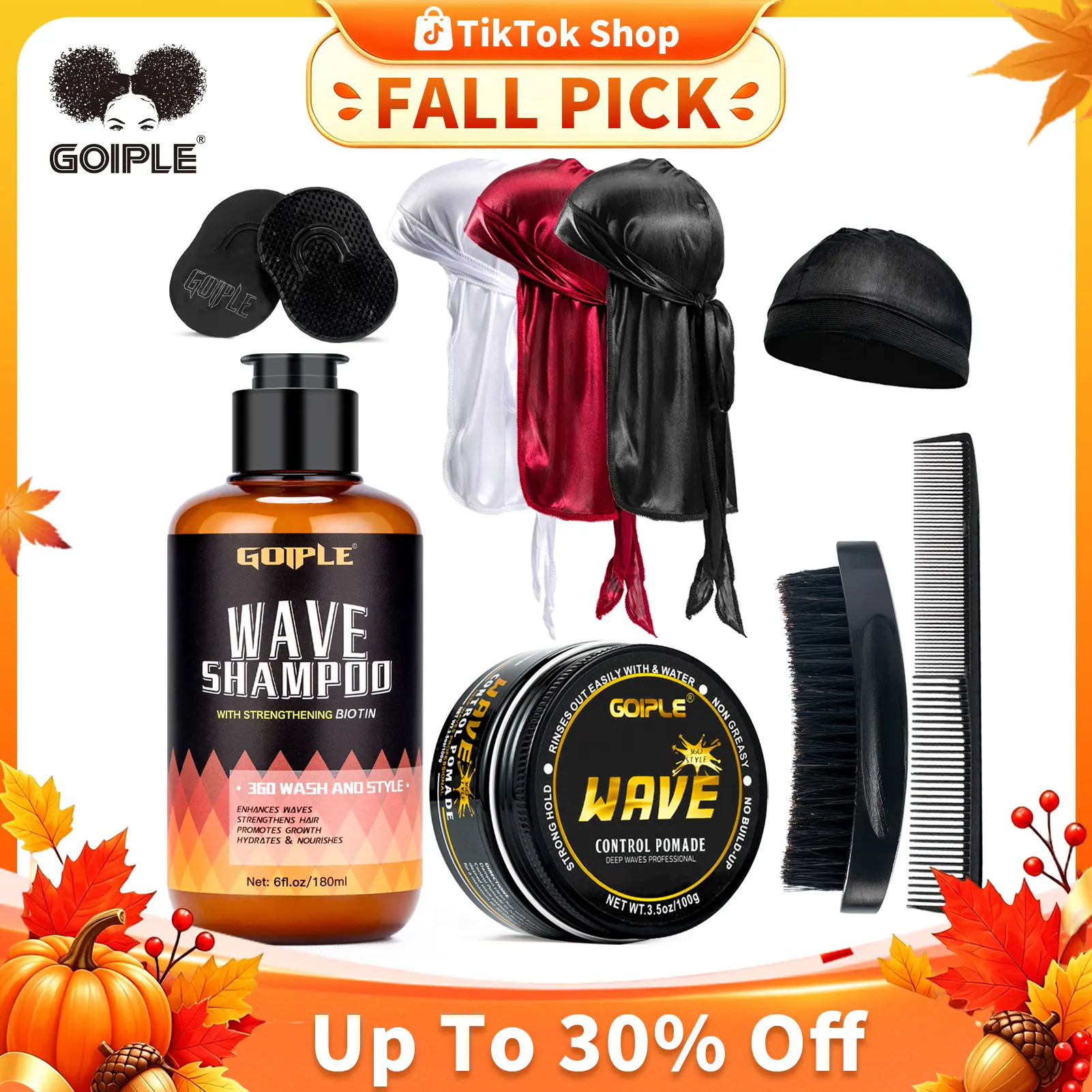 【Deals for You days】Waves Pomade-360 Waves Wash Shampoo Kit -Wave Shampoo for Black Men 360 Wave Shampoo Waves Shampoo Strenghtens Daily Nourishing, Silky, Brush