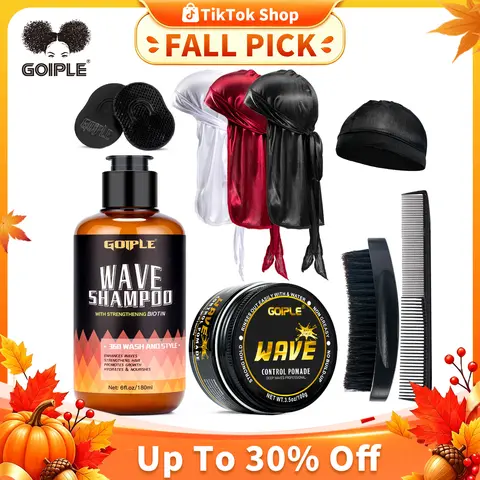 【Deals for You days】Waves Pomade-360 Waves Wash Shampoo Kit -Wave Shampoo for Black Men 360 Wave Shampoo Waves Shampoo Strenghtens Daily Nourishing, Silky, Brush